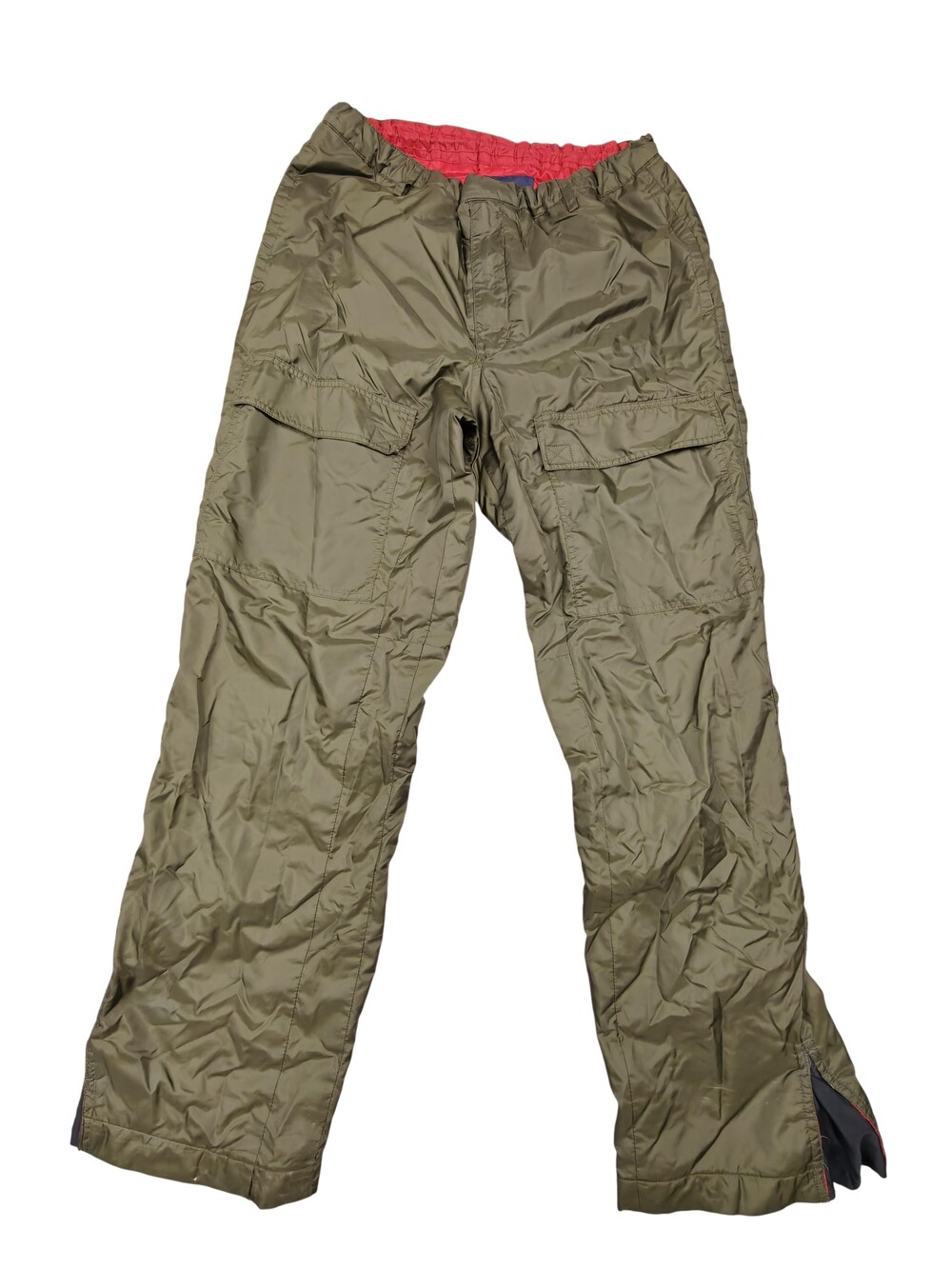 Structure Pants Mens Medium Green Snow Pants Insulated Nylon Drawstring Cargo